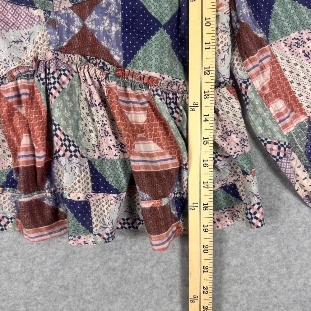American Eagle Patchwork Peasant Blouse Multicolo… - image 11